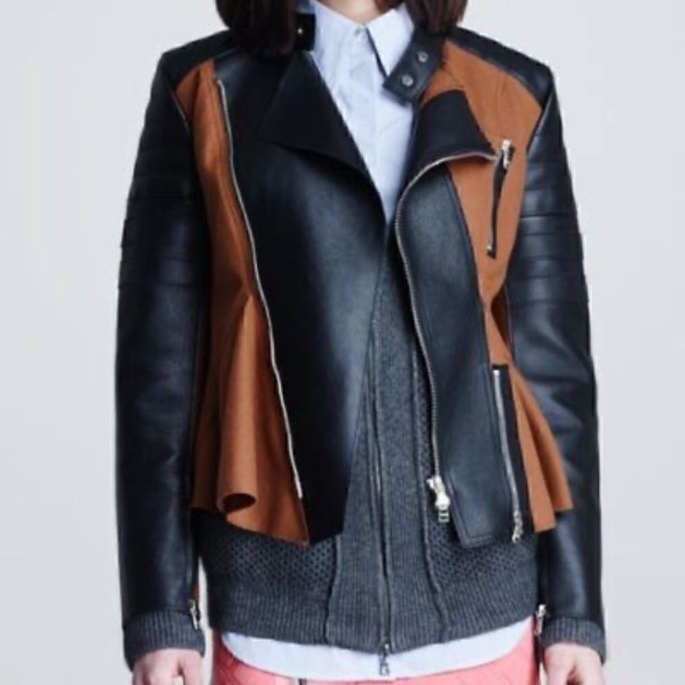 [philip lim] felt and leather vintage motorcycle jacket EUC #12